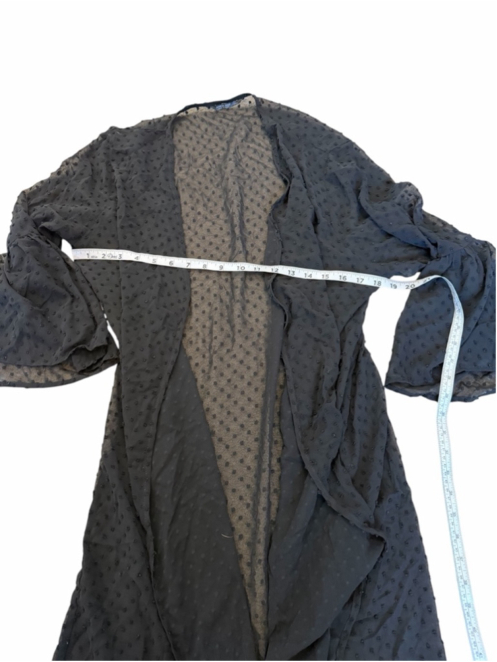 Shein Curve 2XL Black Sheer Polka Dot Kimono Cardigan Lightweight - Picture 8 of 11
